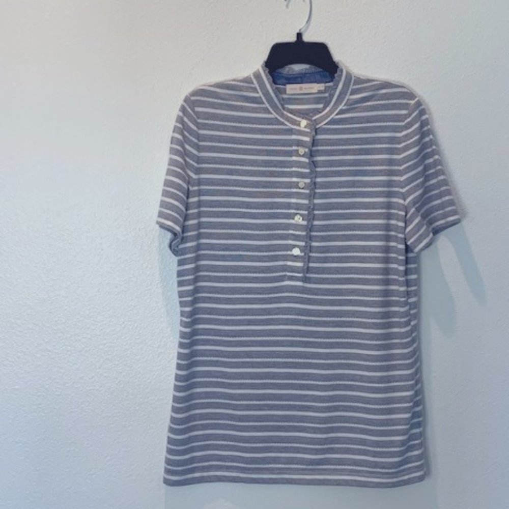 Tory Burch Lidia Striped Polo Shirt